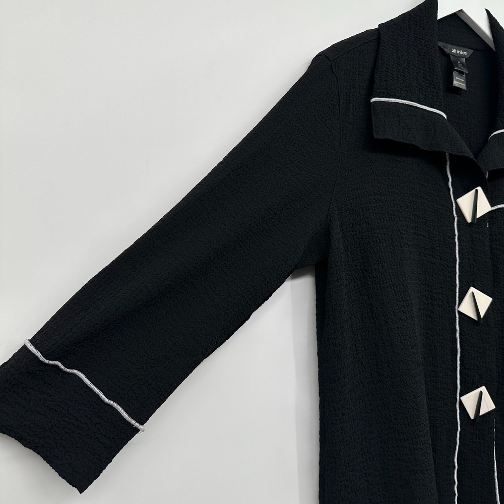 Ali Miles Tunic Jacket Top Shirt Medium Stretch Crinkle 3/4 Sleeves Witchy Artsy - Picture 7 of 14